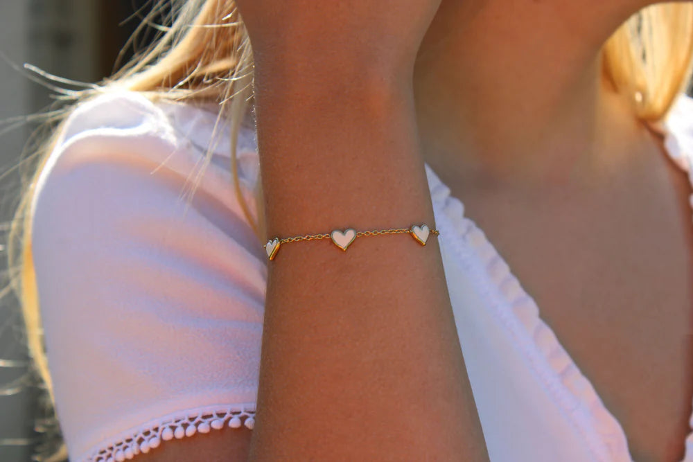 Celestina | Bracelet coeurs en acier inoxydable