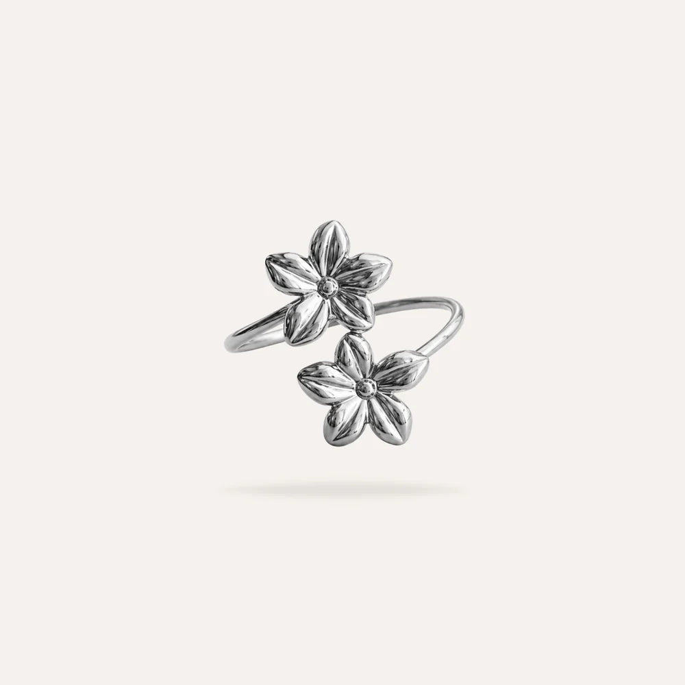 Leticia | Bague fleurs en acier inoxydable