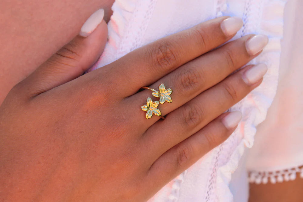 Leticia | Bague fleurs en acier inoxydable