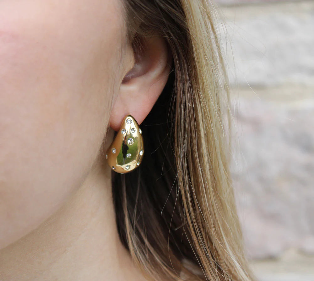 Céline | Boucles d'oreilles goutte en acier inoxydable et zircons