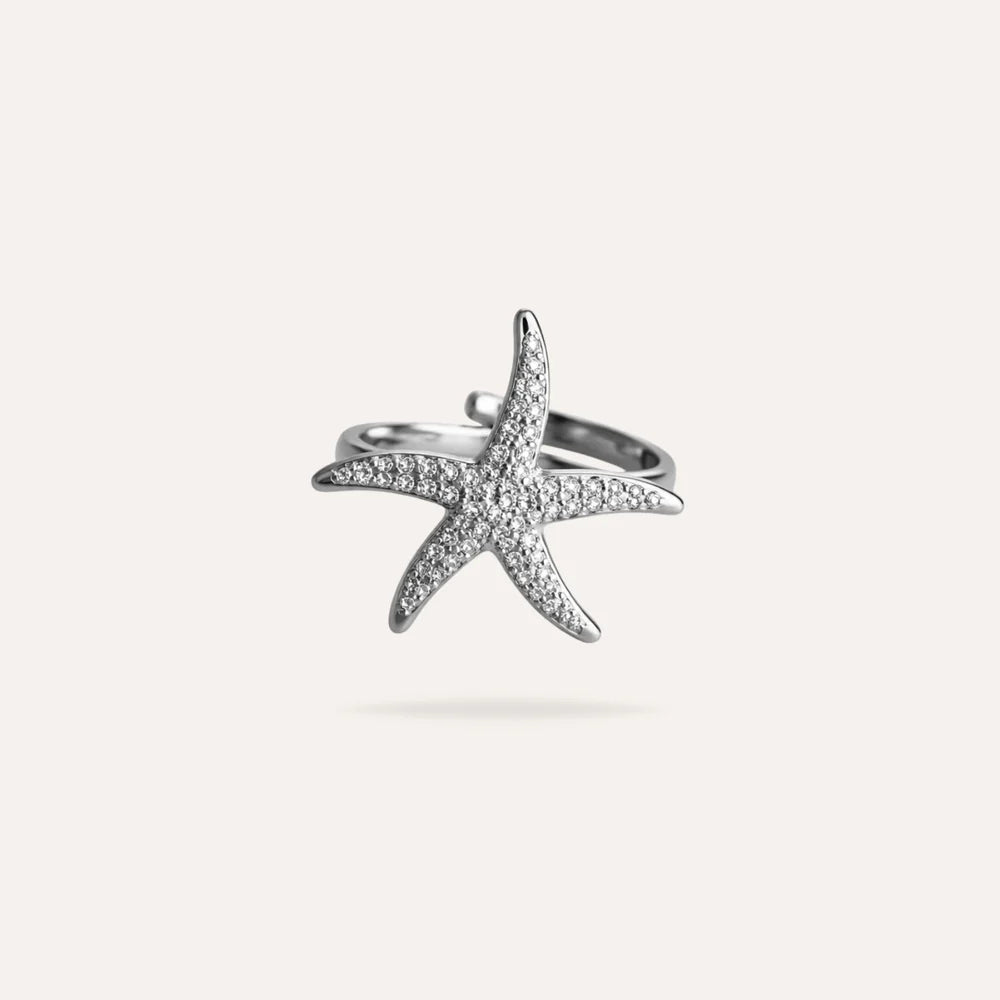 Francesca | Bague étoile en acier inoxydable et zircons