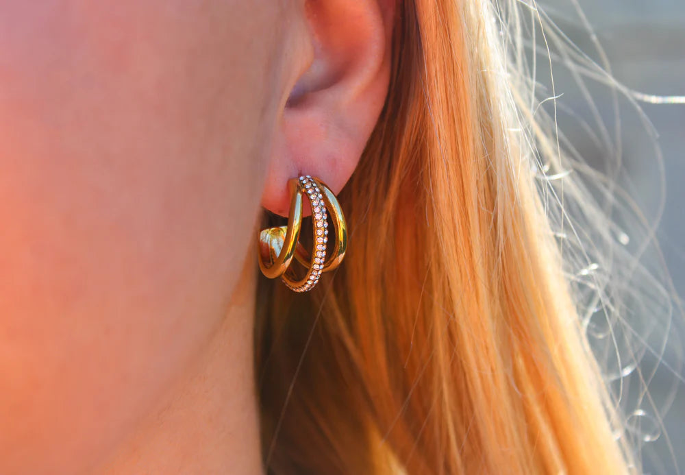 Linda | Boucles d'oreilles en acier inoxydable et zircons