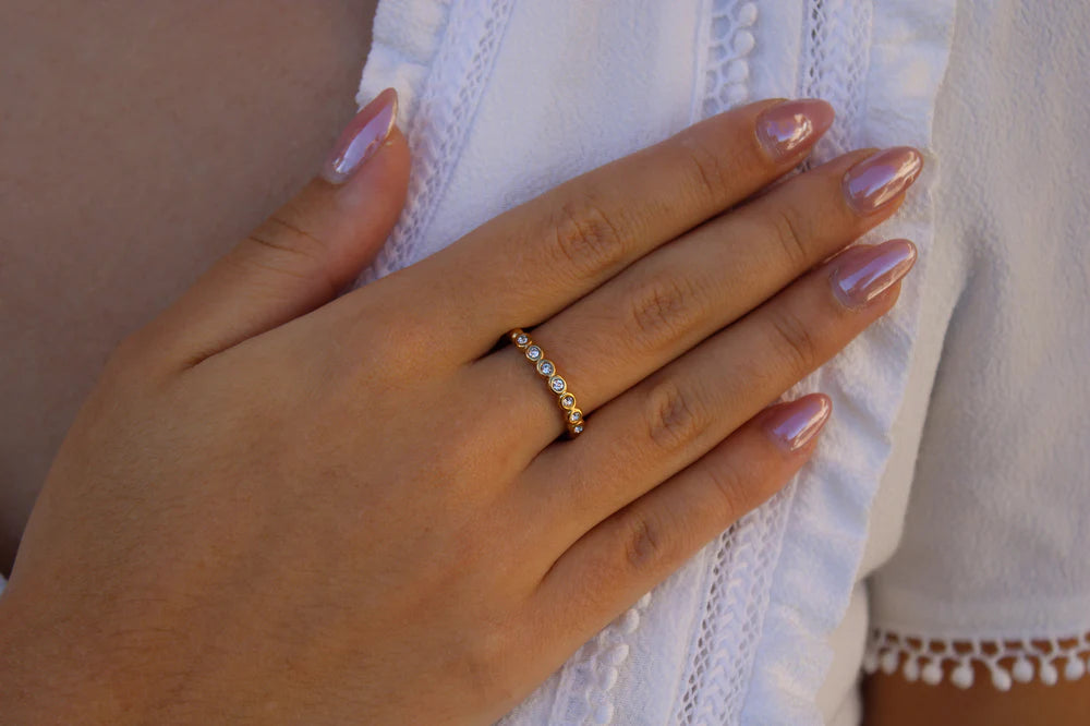 Albana | Bague en acier inoxydable et zircons