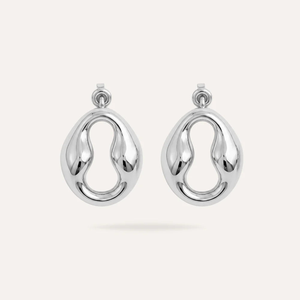 Solène | Boucles d'oreilles ovales en acier inoxydable