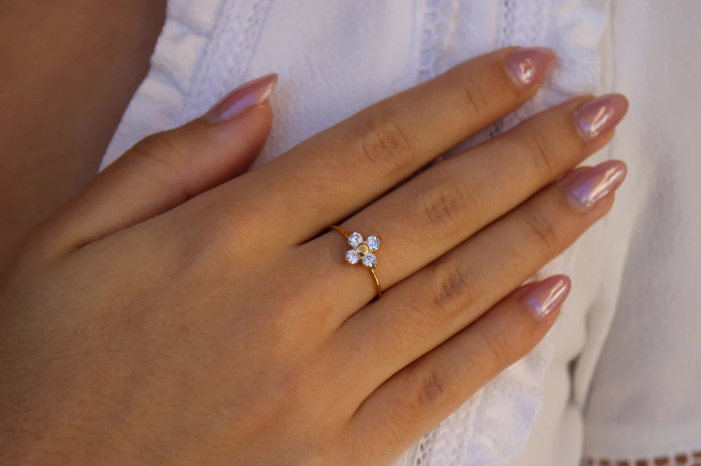 Marie | Bague en acier inoxydable et zircons