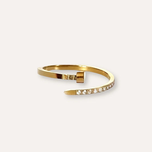 Estrella | Bague en acier inoxydable et zircons