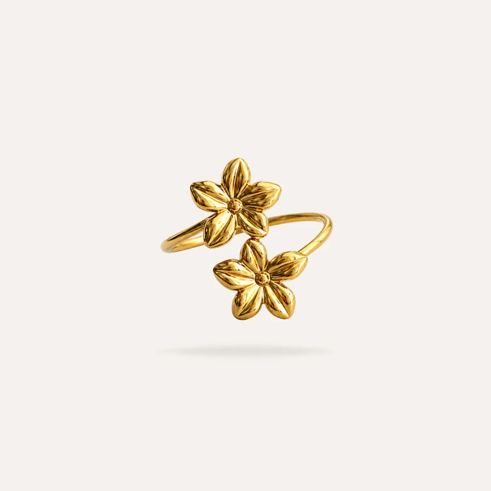 Leticia | Bague fleurs en acier inoxydable