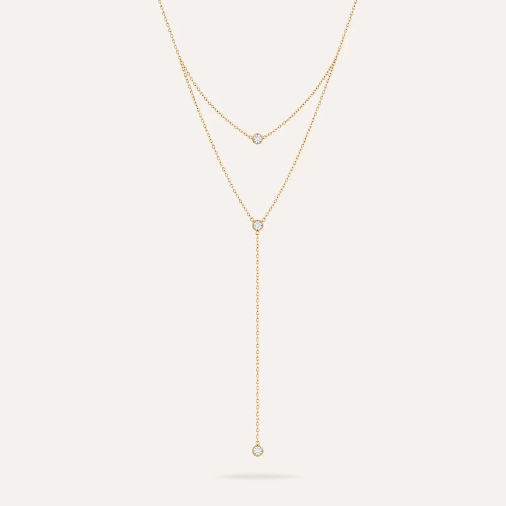 Alessia | Collier double rang en acier inoxydable et zircons