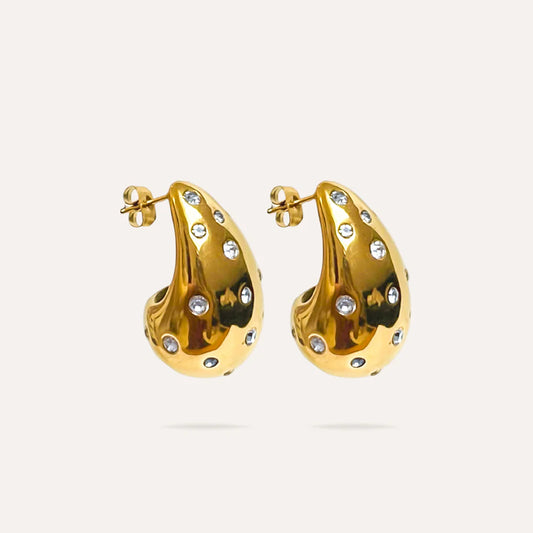 Céline | Boucles d'oreilles goutte en acier inoxydable et zircons