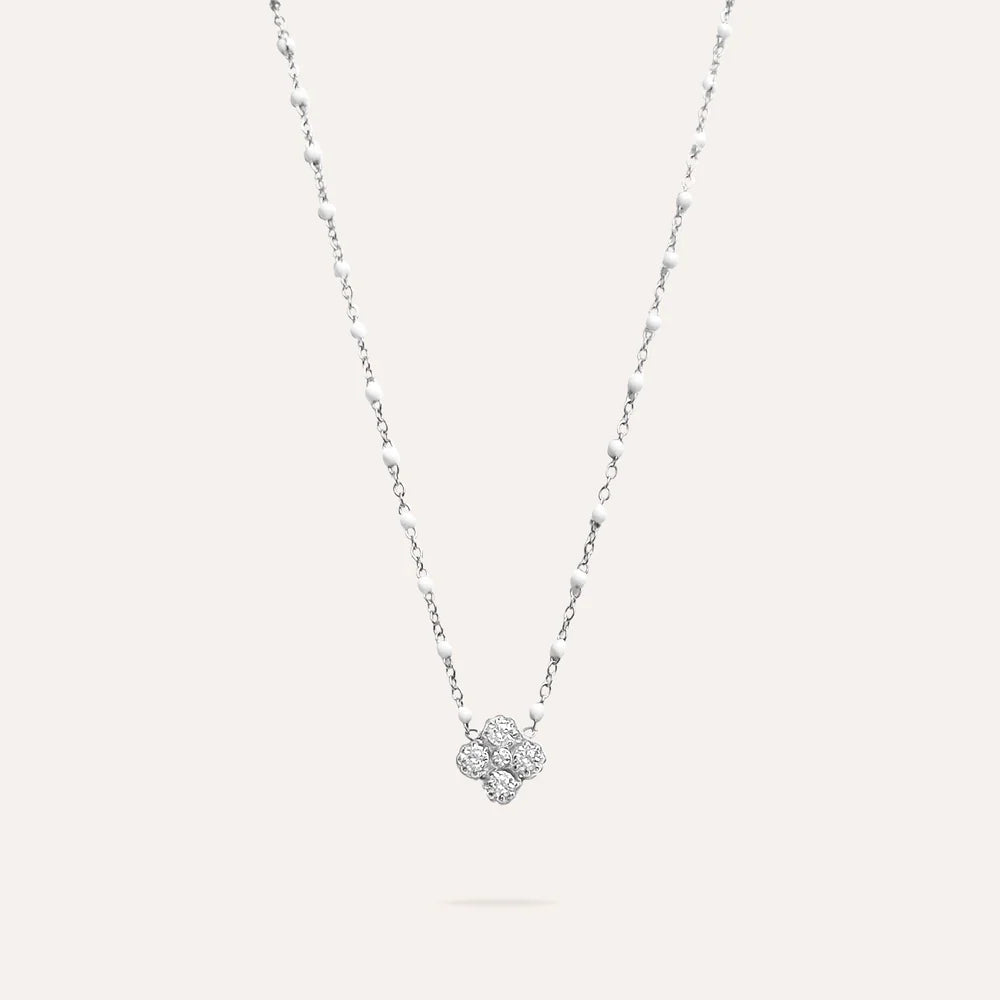 Elena | Collier trèfle en acier inoxydable et zircons