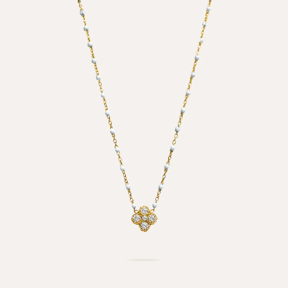 Elena | Collier trèfle en acier inoxydable et zircons
