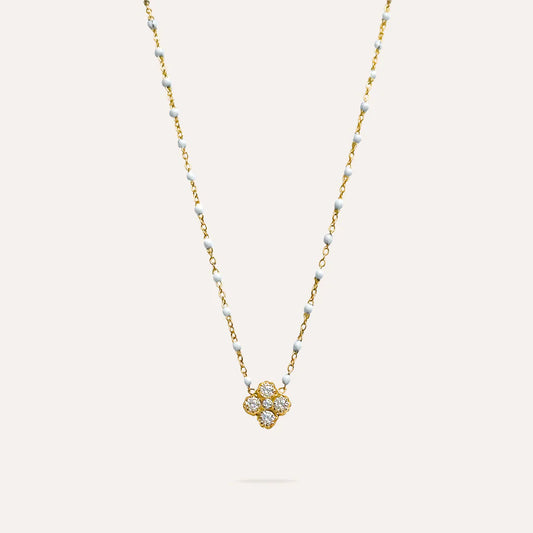 Elena | Collier trèfle en acier inoxydable et zircons