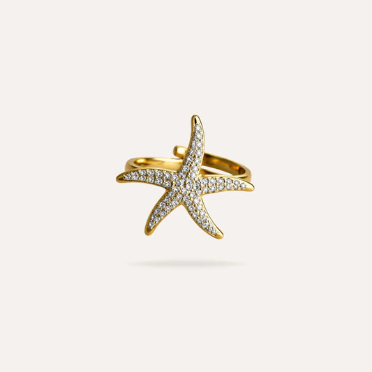 Francesca | Bague étoile en acier inoxydable et zircons