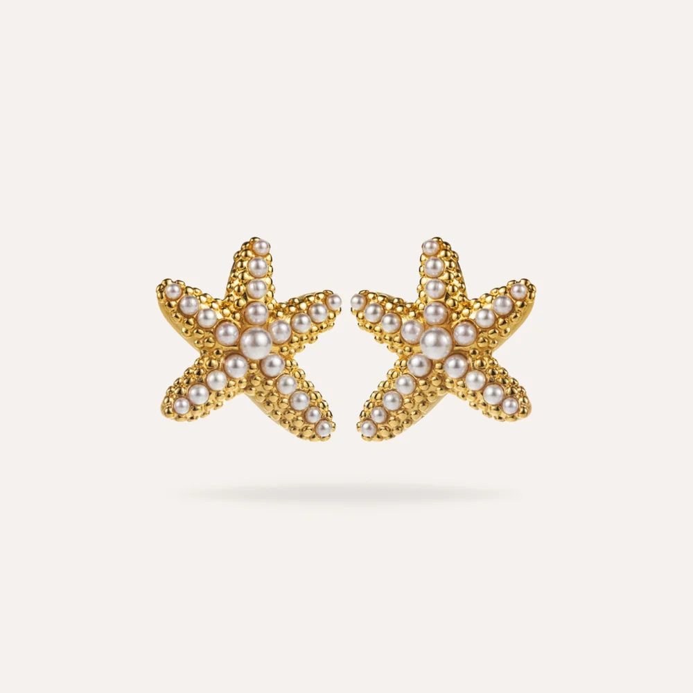 Marine | Boucles d'oreilles étoiles en acier inoxydable et zircons