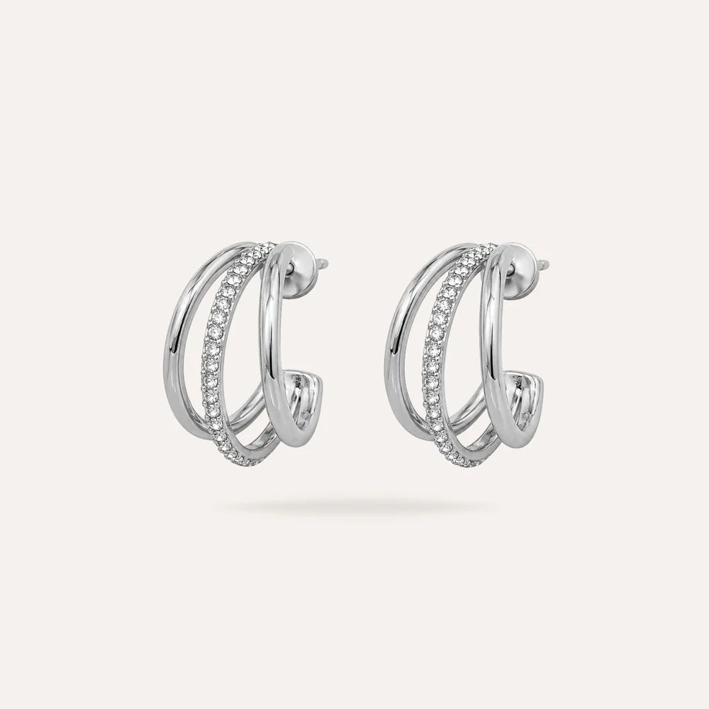 Linda | Boucles d'oreilles en acier inoxydable et zircons