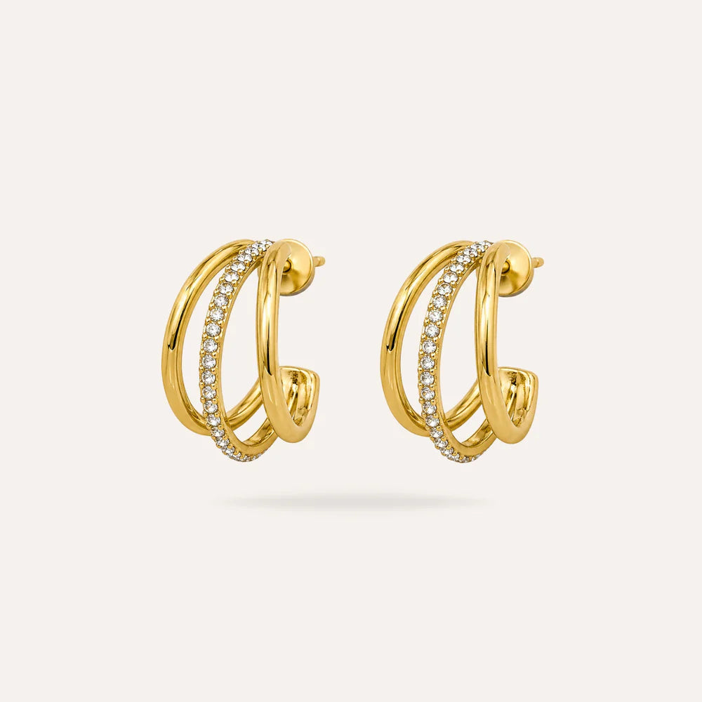 Linda | Boucles d'oreilles en acier inoxydable et zircons
