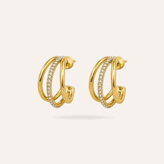 Linda | Boucles d'oreilles en acier inoxydable et zircons