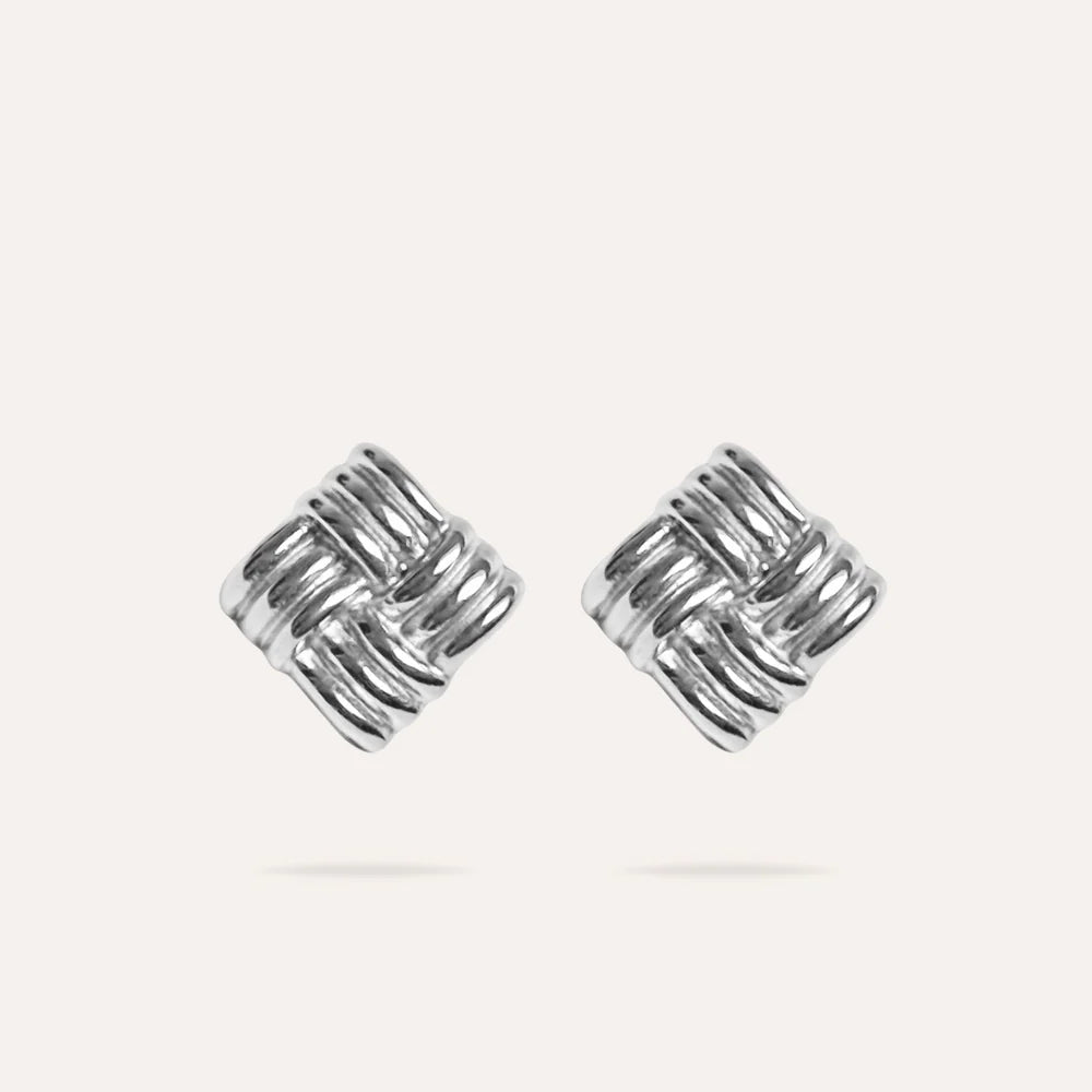 Iris | Boucles d'oreilles losanges strillés en acier inoxydable