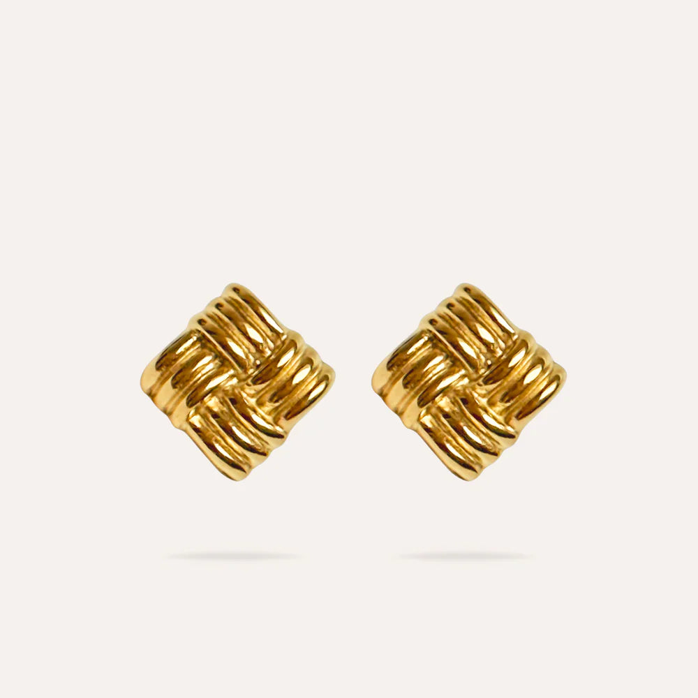 Iris | Boucles d'oreilles losanges strillés en acier inoxydable
