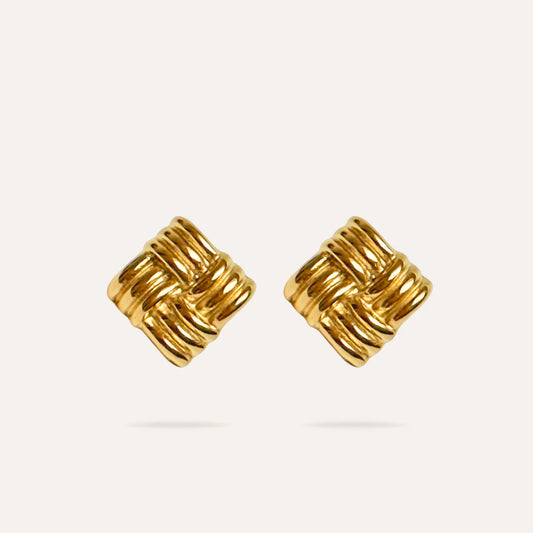 Iris | Boucles d'oreilles losanges strillés en acier inoxydable