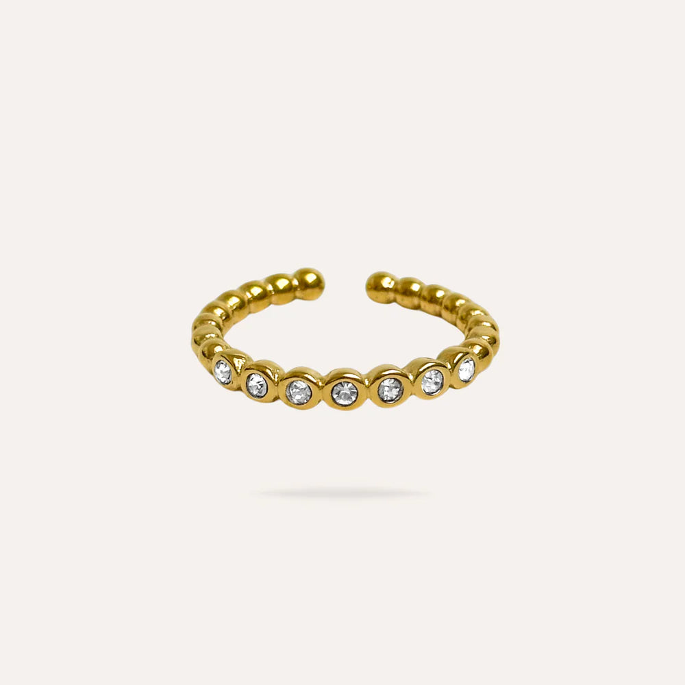 Albana | Bague en acier inoxydable et zircons