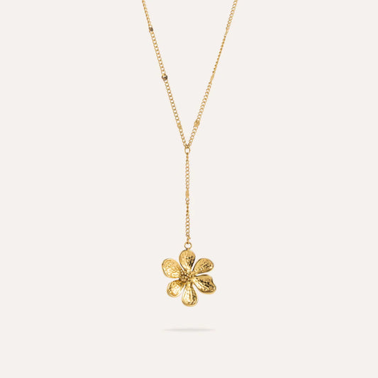 Lilia | Collier sautoir fleur en acier inoxydable
