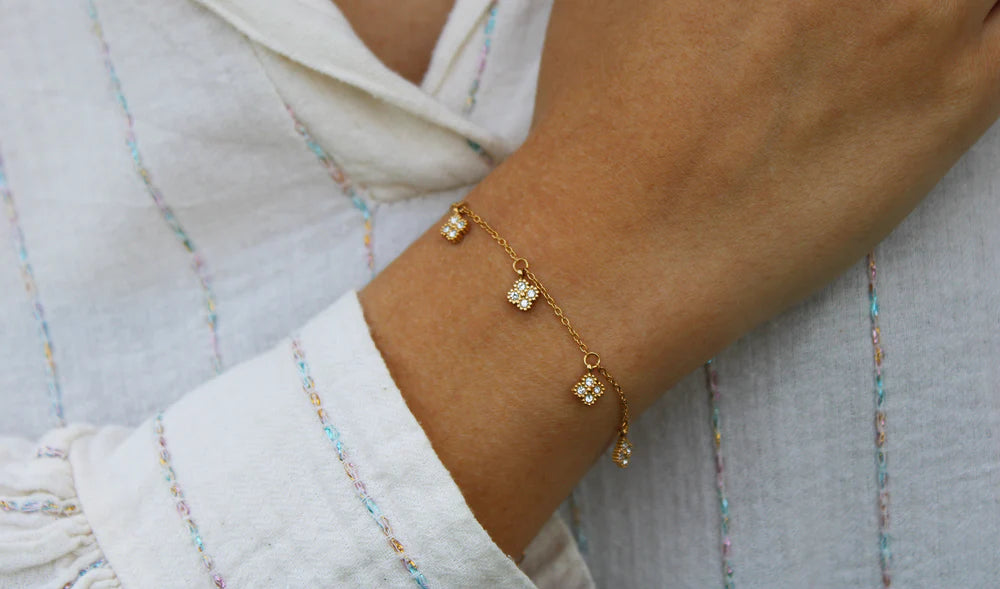 Olivia | Bracelet en acier inoxydable et zircons
