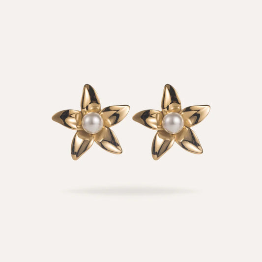 Perla | Boucles d'oreilles perles en acier inoxydable