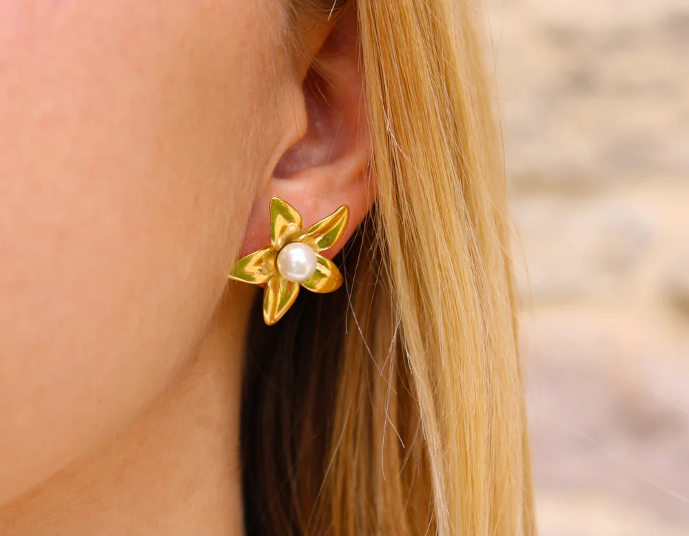 Perla | Boucles d'oreilles perles en acier inoxydable