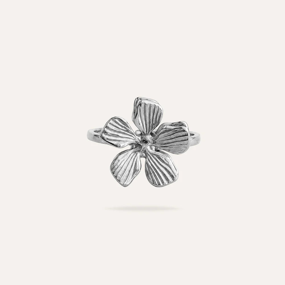 Bella | Bague fleur en acier inoxydable