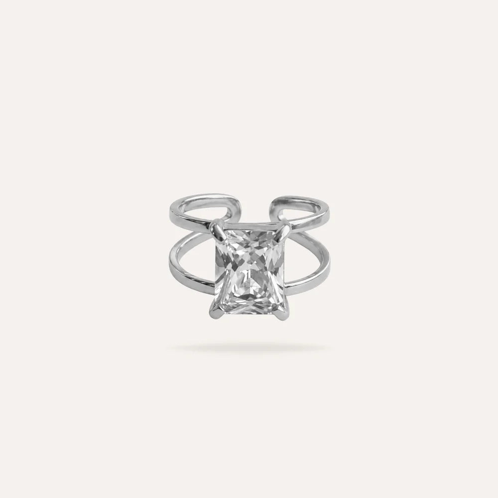 Luna | Bague en acier inoxydable et zircon
