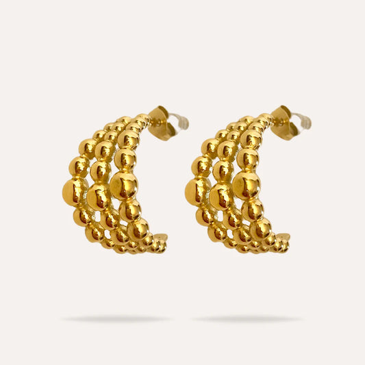 Avelia | Boucles d'oreilles perles dorées en acier inoxydable