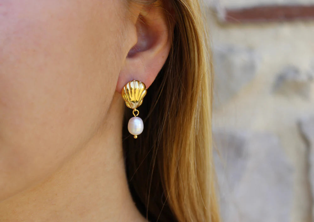 Palma | Boucles d'oreilles en acier inoxydable et perles