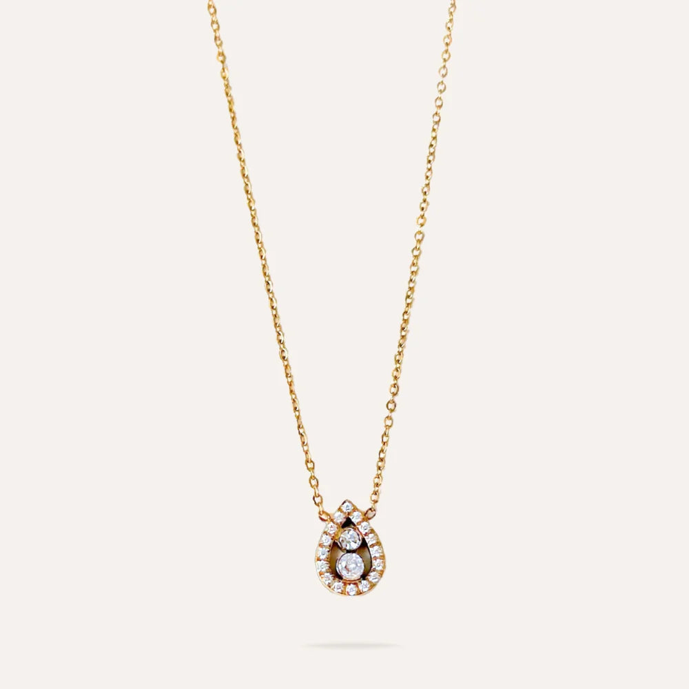 Rosalie | Collier goutte en acier inoxydable et zircons