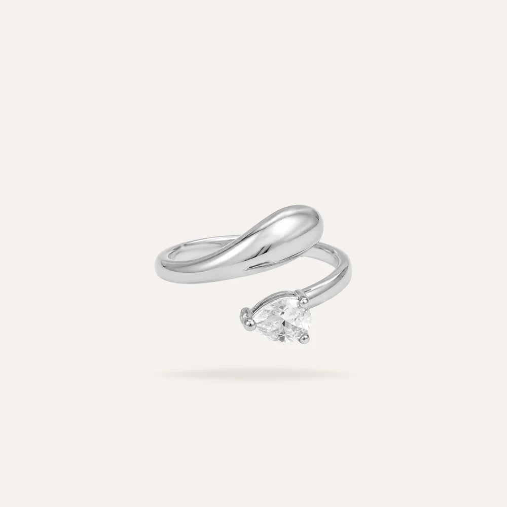 Bianca | Bague en acier inoxydable et zircon
