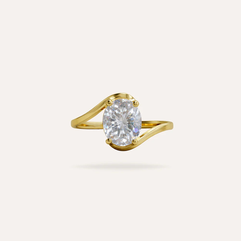Valeria | Bague solitaire en acier inoxydable et zircon