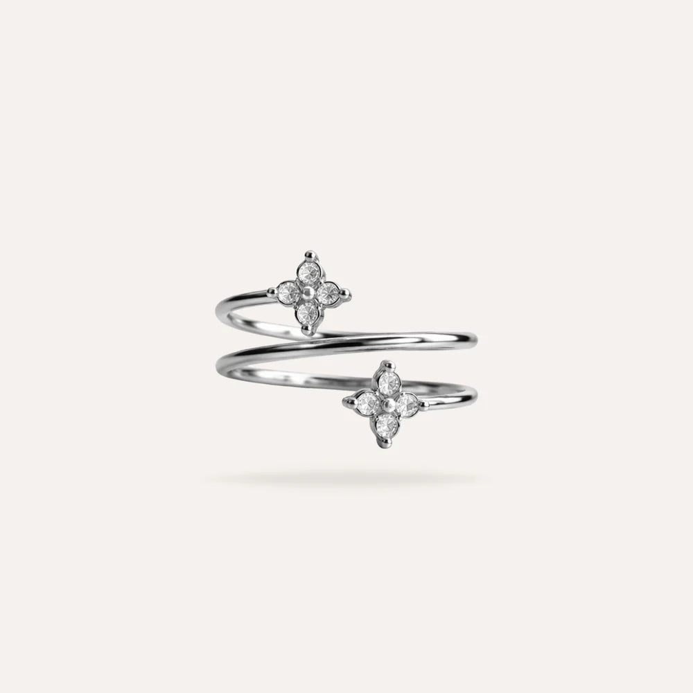 Rosalia | Bague en acier inoxydable et zircons