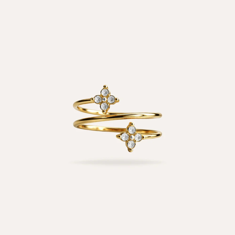 Rosalia | Bague en acier inoxydable et zircons
