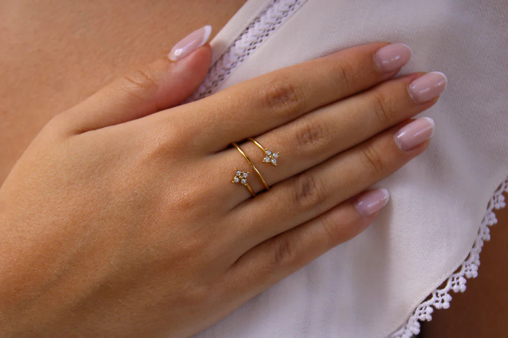 Rosalia | Bague en acier inoxydable et zircons
